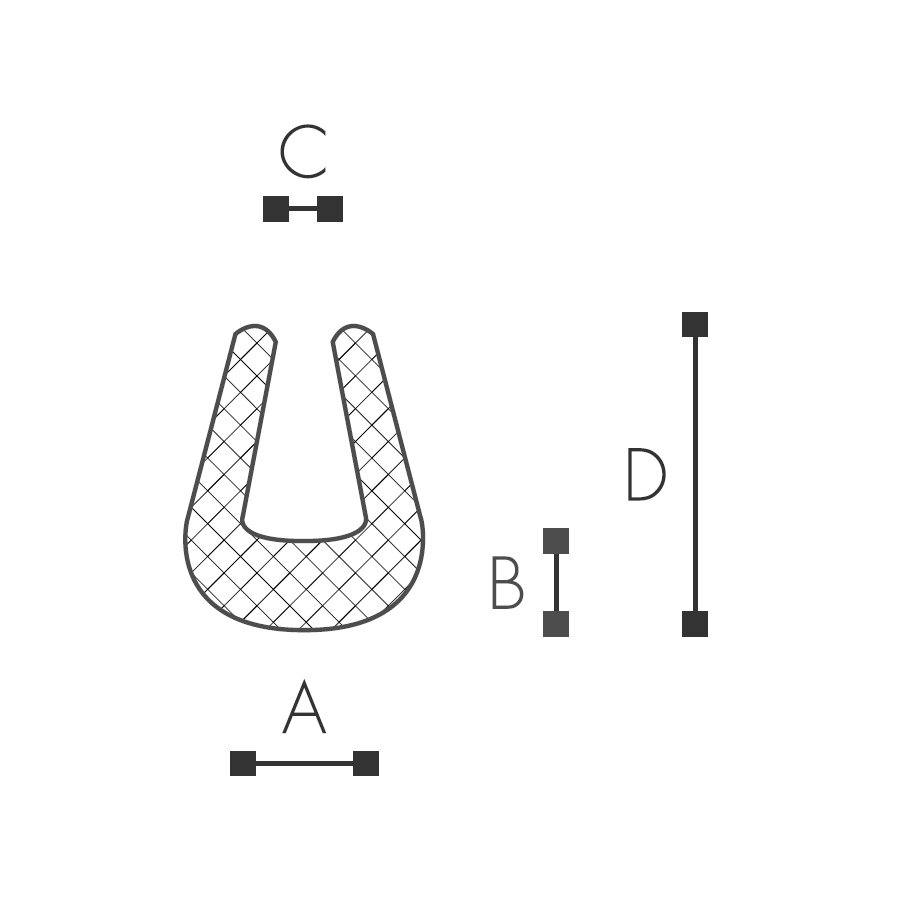 Abmessungen des Schaumprofils (siehe Preistabelle)