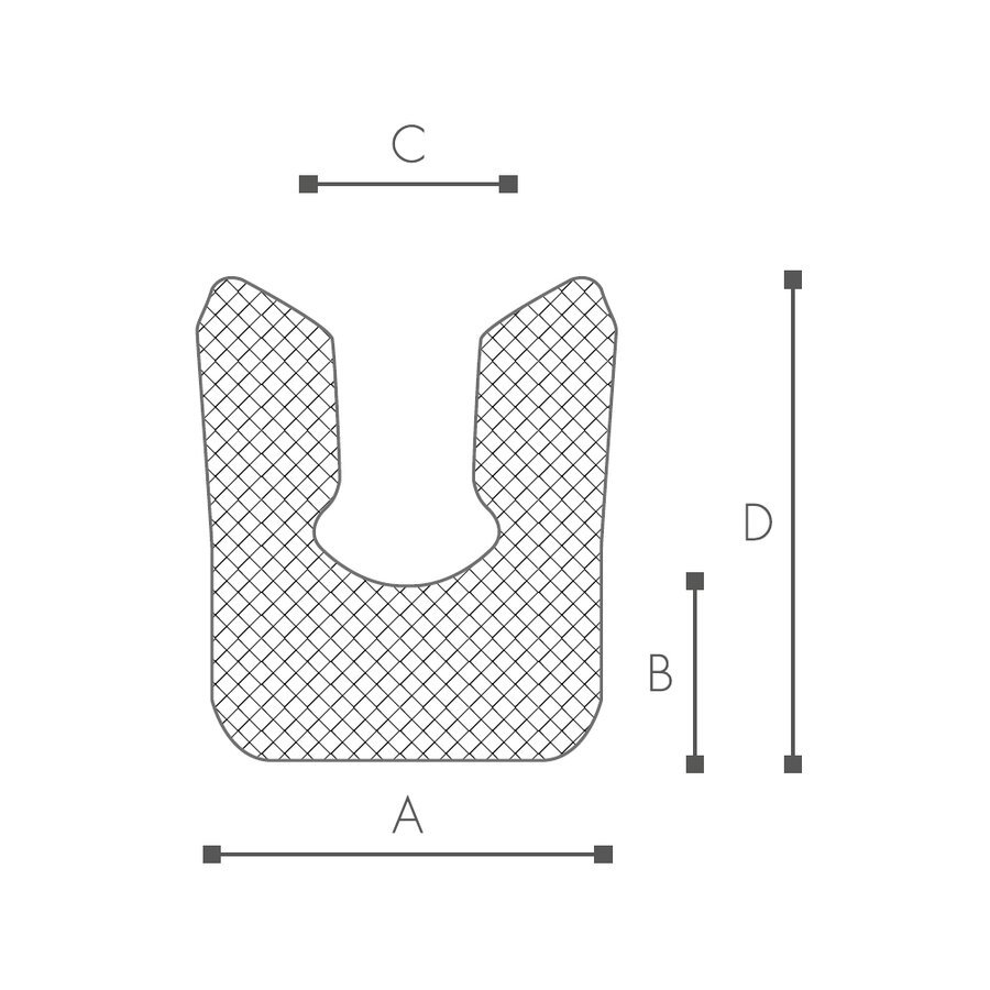 Abmessungen des Schaumprofils (siehe Preistabelle)