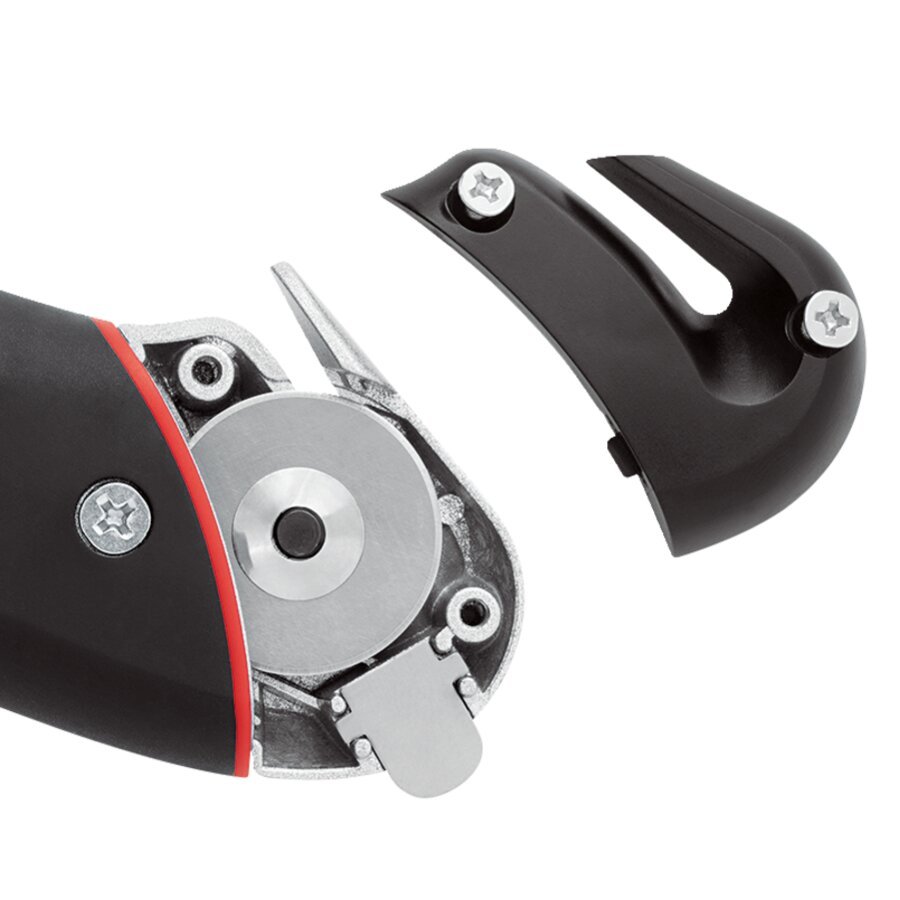 Indem Sie die beiden Schrauben der Endkappe l�sen, k�nnen Sie das Rundmesser ganz einfach auswechseln