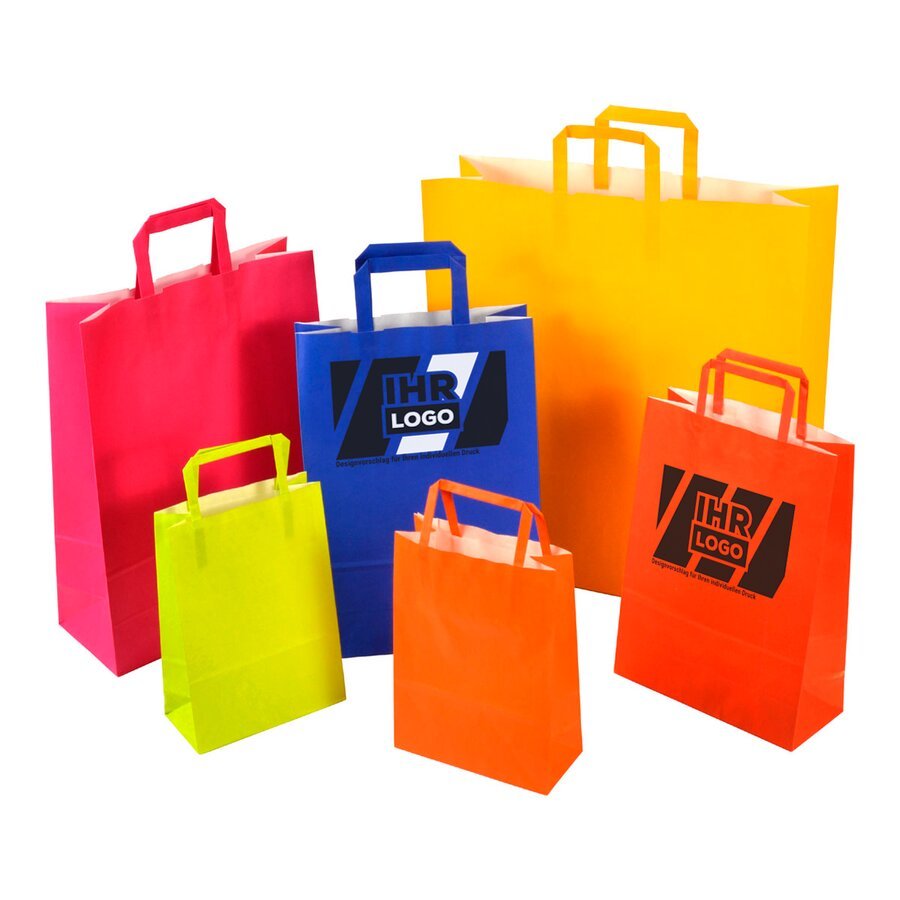 Hochwertige Kraftpapier-Tasche in unterschiedlichen Gren und Farben sowie mit individueller Bedruckung