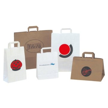 Hochwertige Kraftpapier-Tasche in unterschiedlichen Größen, in Weiß oder Braun mit individueller Bedruckung