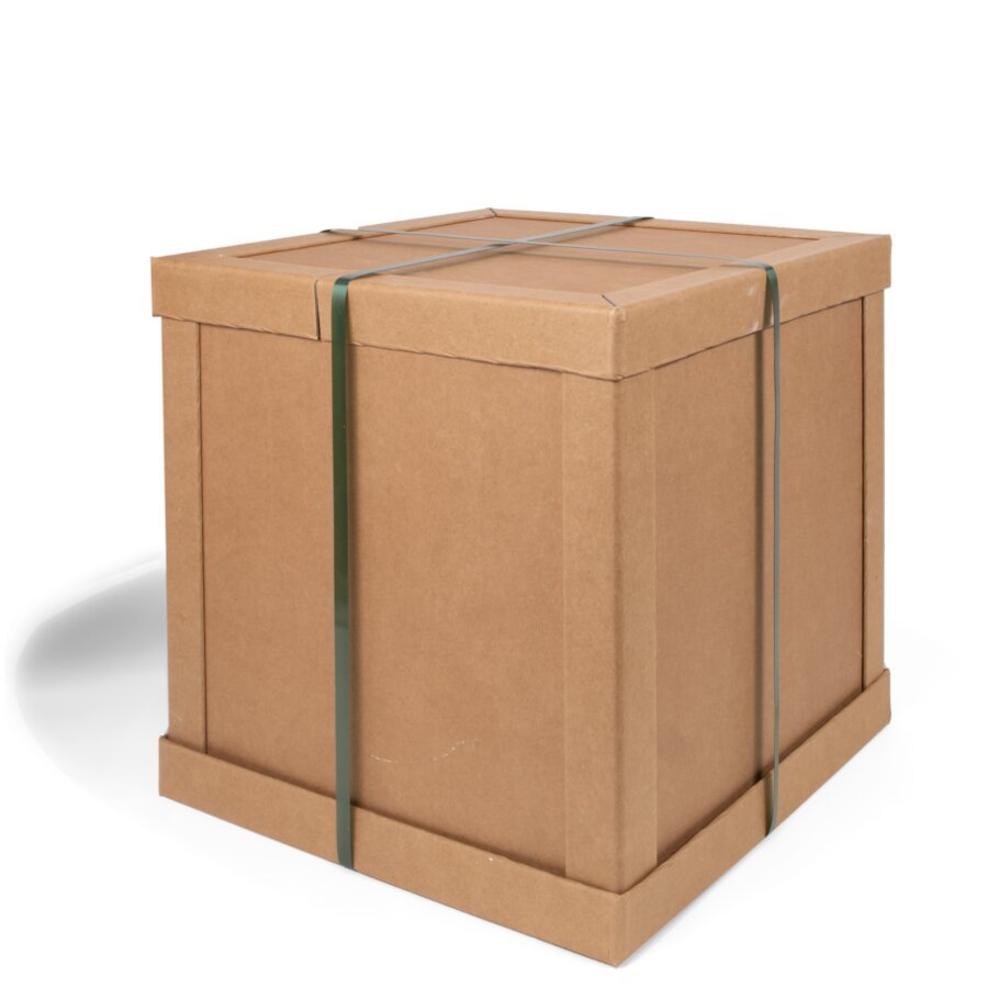 Ein Umreifungsband sorgt fr einen sicheren Verschluss der Kiste