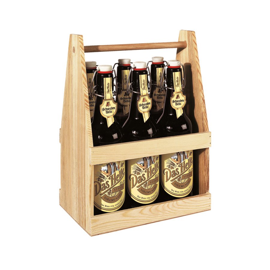 Flaschenträger aus Holz für 6 Flaschen Flaschenträger aus Holz für 6 Flaschen