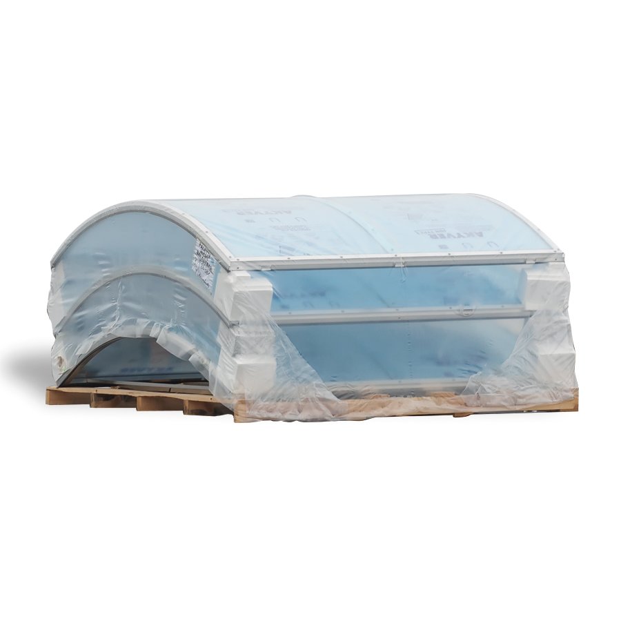 Transparente PE-Schrumpffolie als Rundum-Produktschutz für große Güter und Palettenware Transparente PE-Schrumpffolie als Rundum-Produktschutz für große Güter und Palettenware