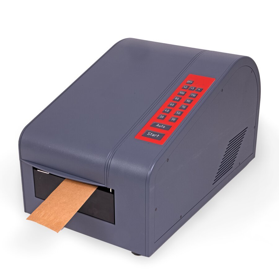 Automatische Produktion der passenden Nassklebeband-Lngen fr Ihr Packstck