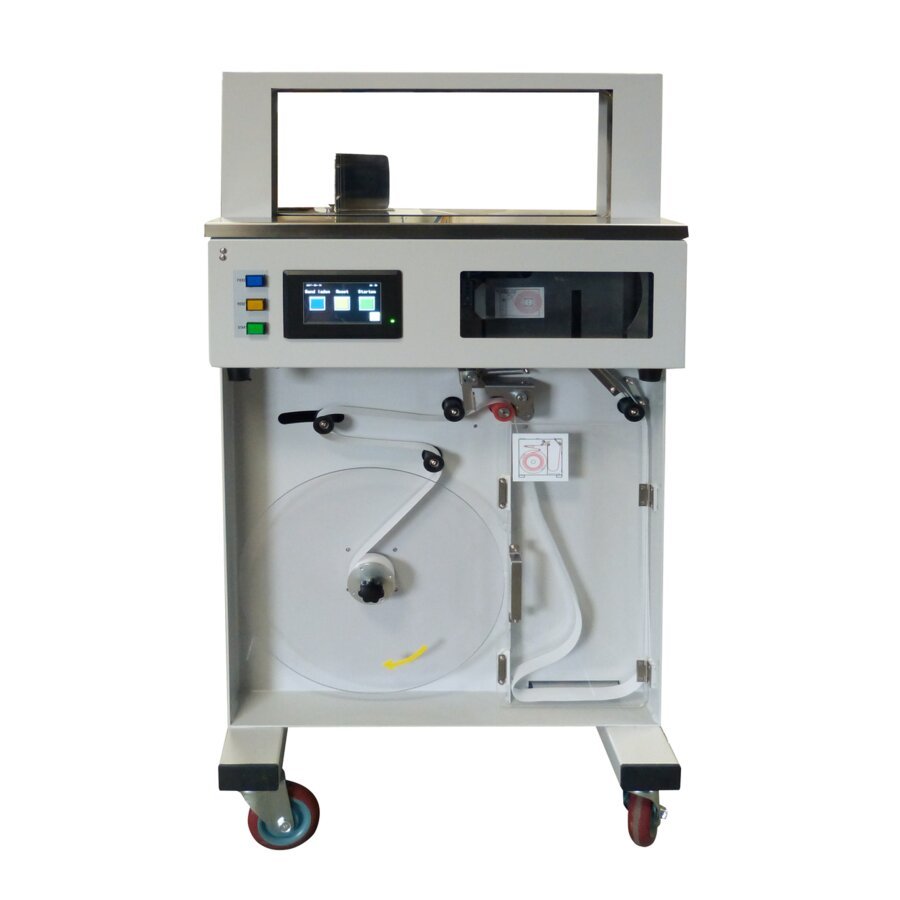 Front der Banderoliermaschine mit Unterbau Front der Banderoliermaschine mit Unterbau