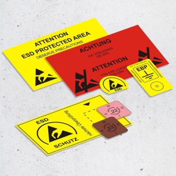 Verschiedene ESD-Schilder zur schnellen und langanhaltenden Kennzeichnung