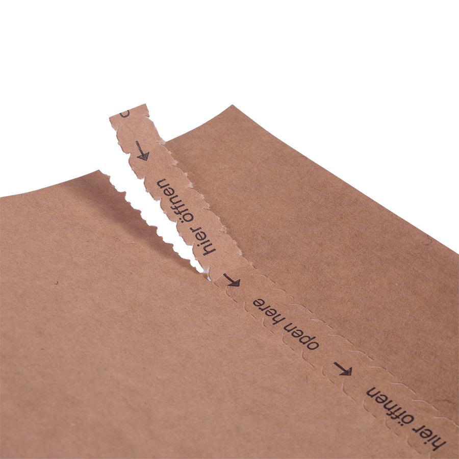 Versandumschlag mit perforierter Aufreihilfe