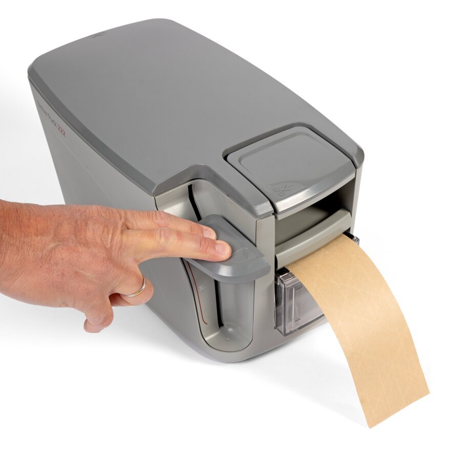 Ausgabe des Nassklebebandes auf Knopfdruck