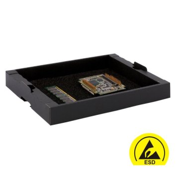 Stapelbarer ESD-Tray zum getrennten Aufbewahren elektronischer Bauteile