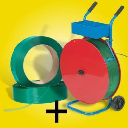 bonistrap PET-Umreifungsband + Abrollwagen Spar-Set