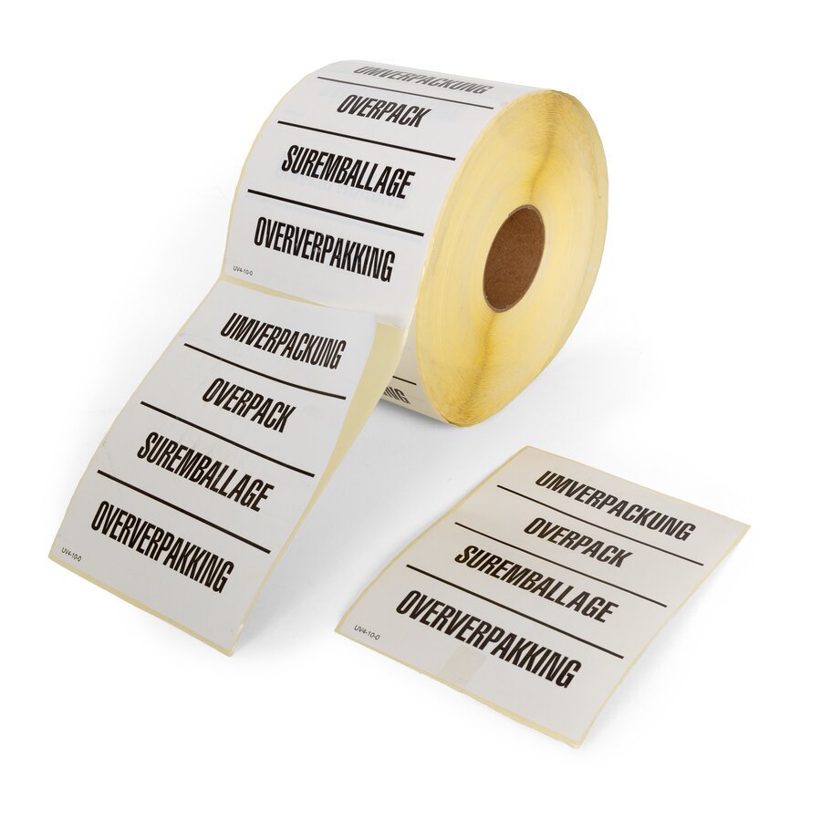 Hinweis-Etiketten Umverpackung, 4-sprachig