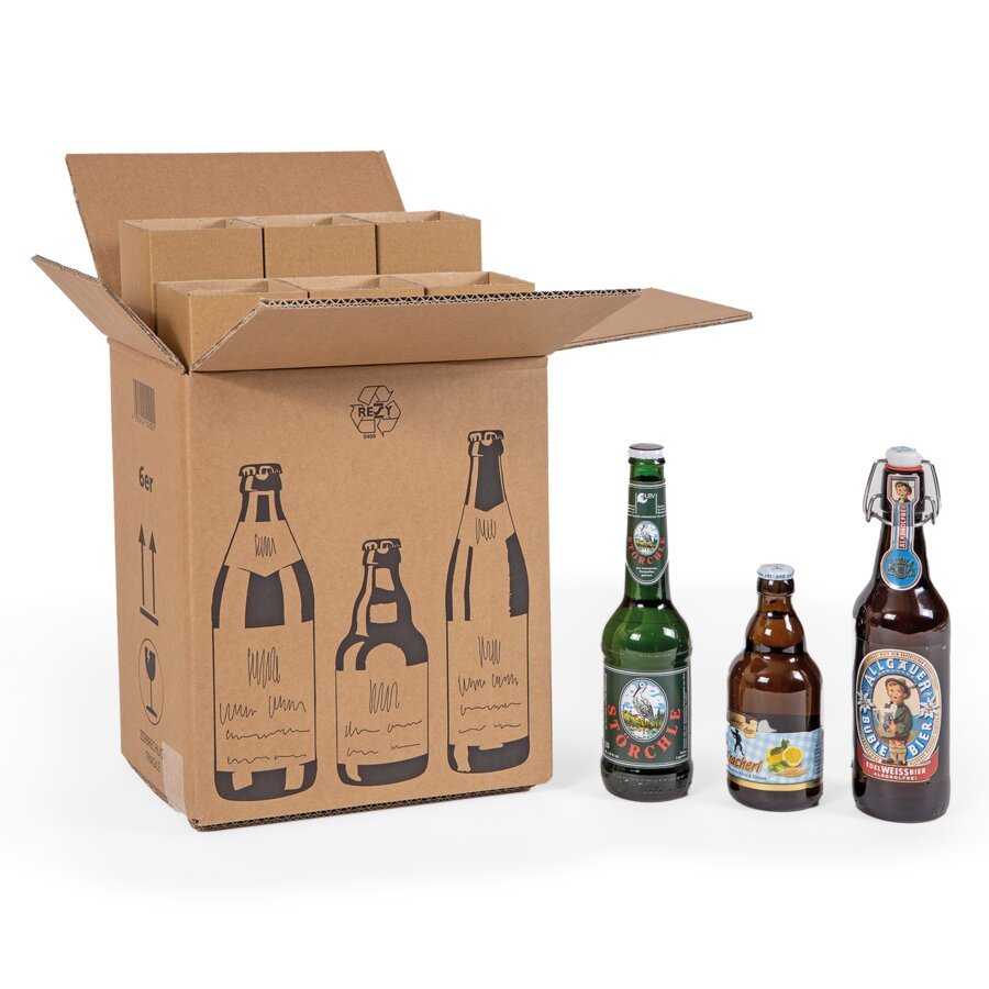 Zertifizierte Bierflaschenkartons je nach Ausfhrung fr 3 bis 12 Bierflaschen