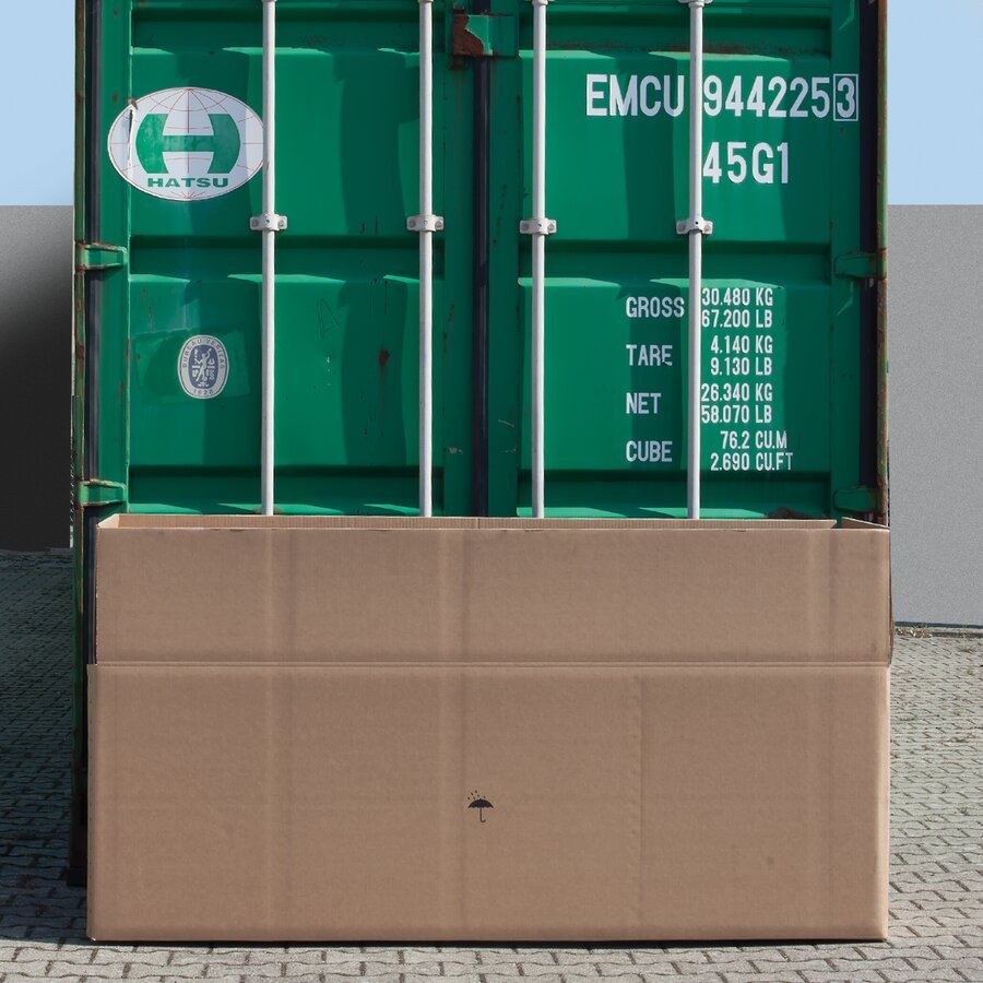Container-Karton passt exakt in Container - volle Ausnutzung der Ladefläche Container-Karton passt exakt in Container - volle Ausnutzung der Ladefläche