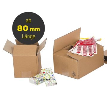 Wellpapp-Faltkartons in unterschiedlichen Größen ab 80 mm Länge