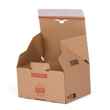 Ge&ouml;ffneter Versandkarton mit Sicherheitsverschluss