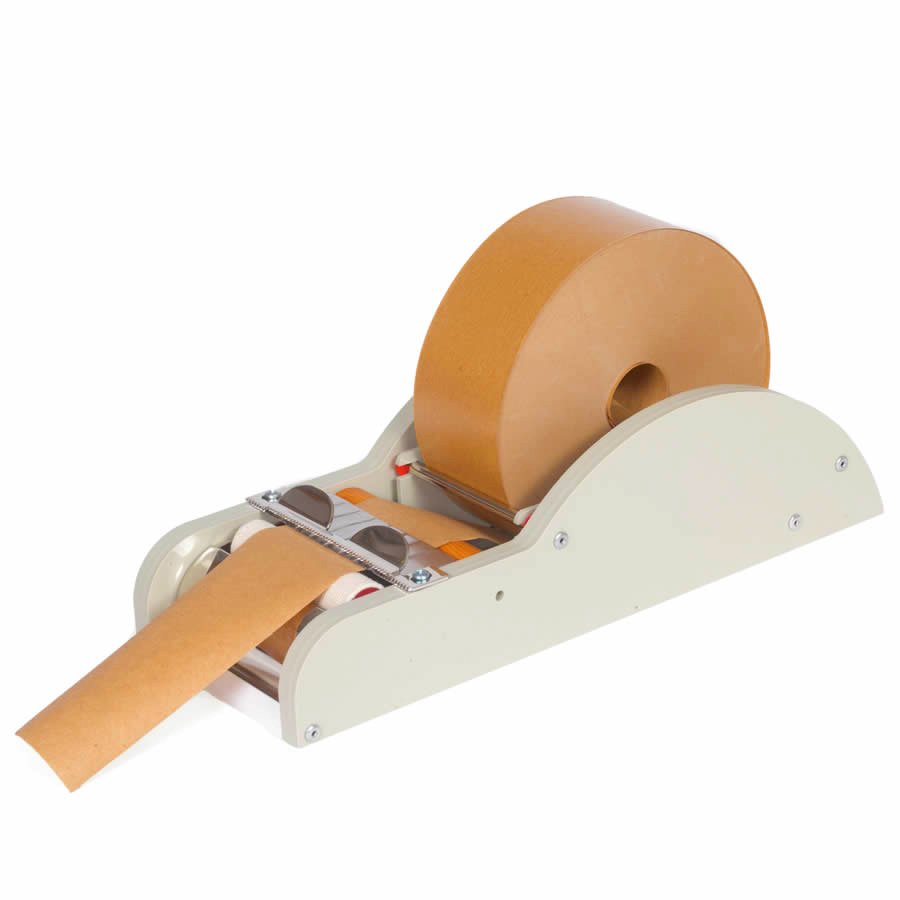 Spezielle Abroller (s. Zubehr) feuchten das Band gleichmig an und erleichtern so das Verkleben