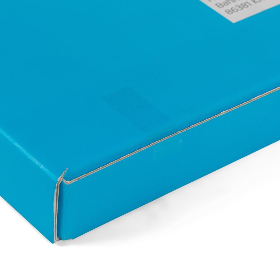 Durch die hohe Transparenz ist der Streifen auf der Verpackung kaum sichtbar