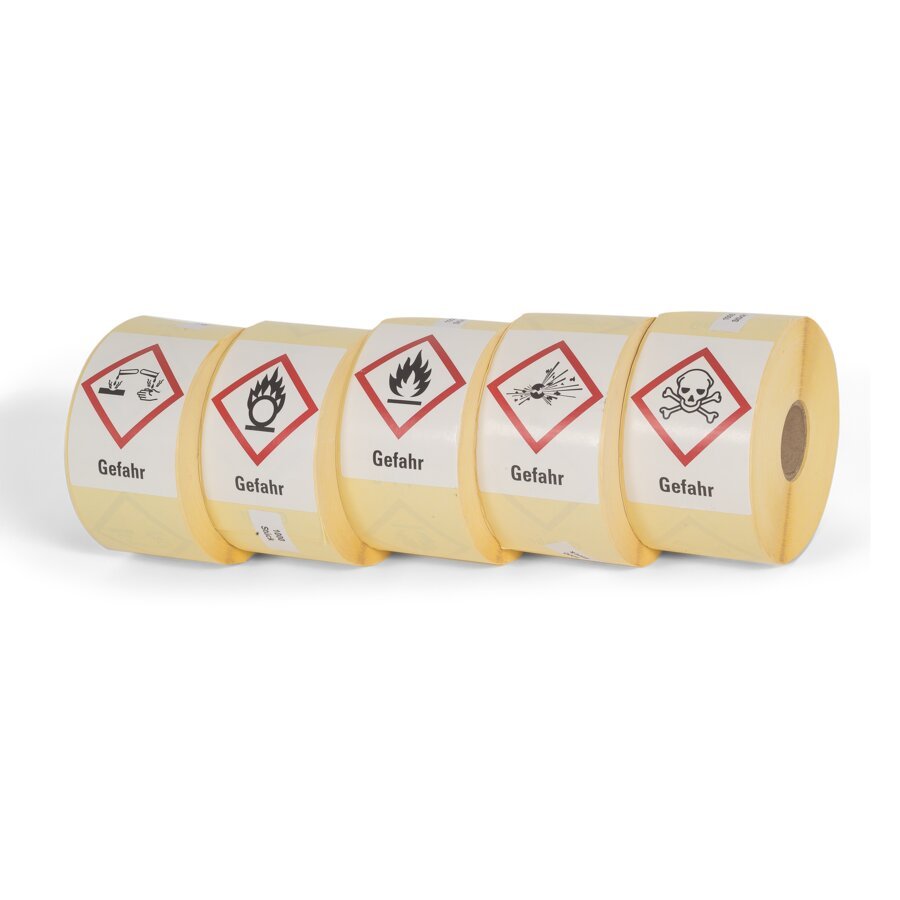 5 Rollen Etiketten mit Gefahrgutsymbol