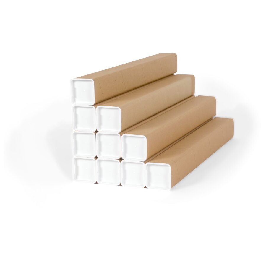 Die quadratischen Versandhülsen sind stapelbar und ermöglichen so ein besonders einfaches Handling Die quadratischen Versandhülsen sind stapelbar und ermöglichen so ein besonders einfaches Handling