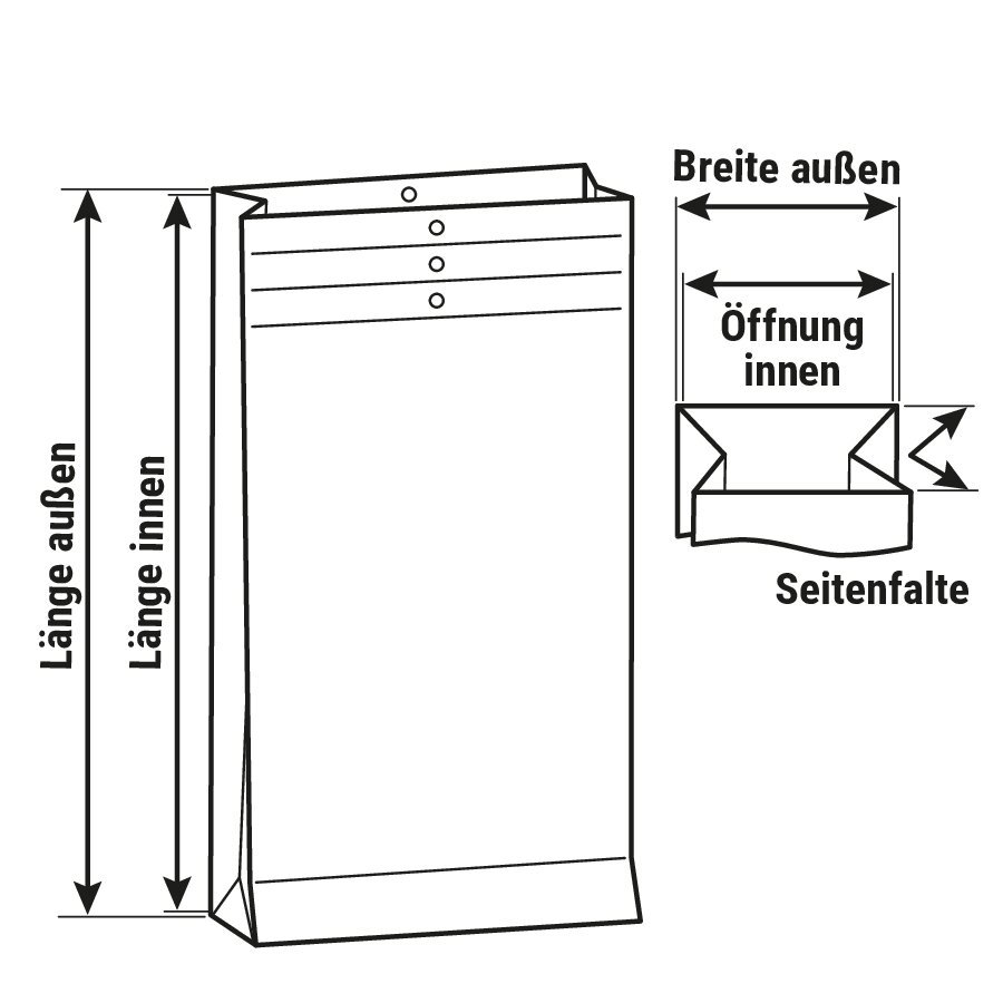 Papierbeutel mit Boden- & Seitenfalte