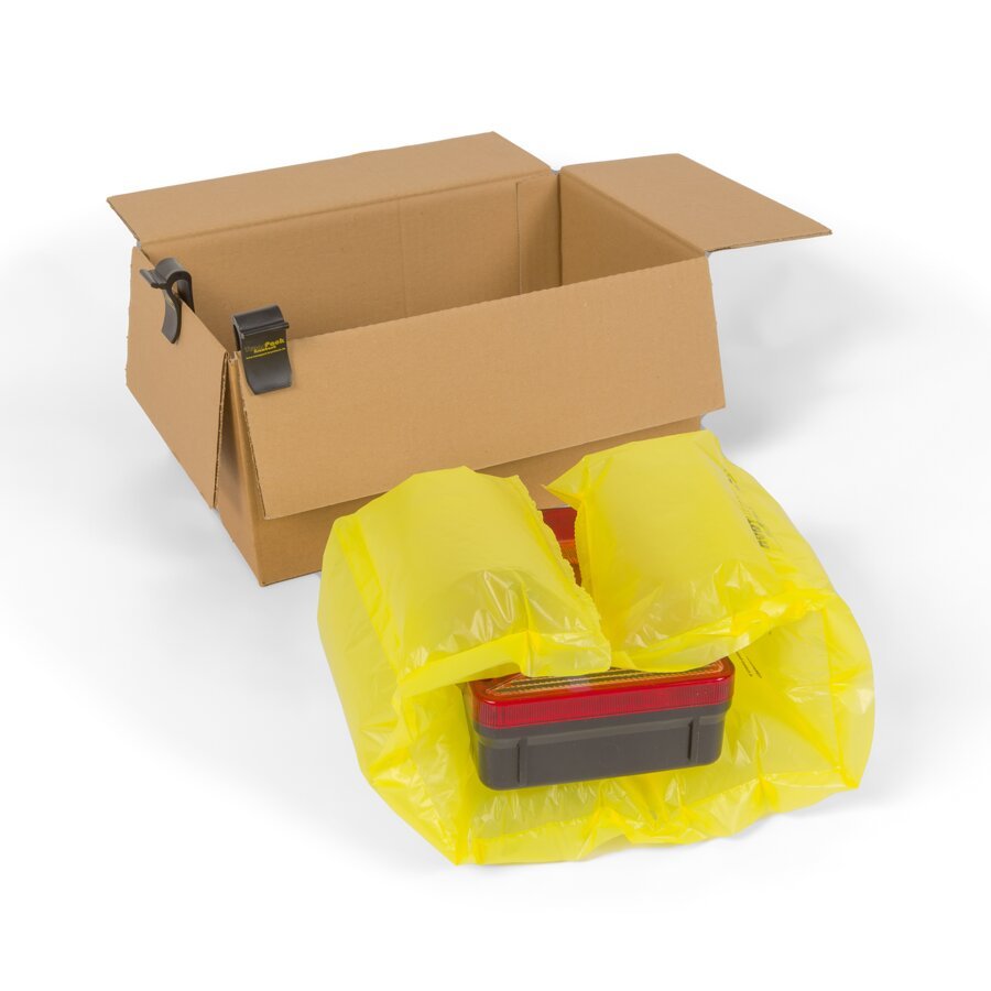 Mit den Luftkissen knnen Hohlrume im Karton ausgefllt und Produkte im Karton fixiert werden