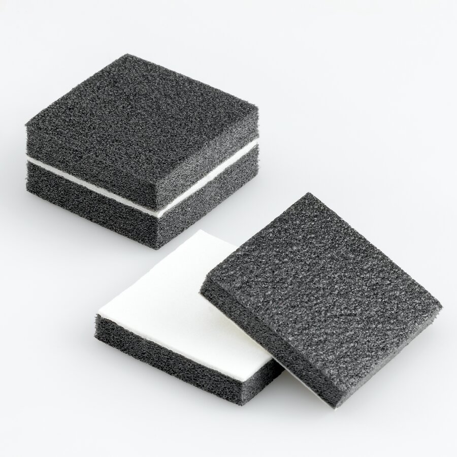 Die Pads bestehen aus druckbeständigem schwarzen XLPE Schaum und selbsthaftender Schaumschicht Die Pads bestehen aus druckbeständigem schwarzen XLPE Schaum und selbsthaftender Schaumschicht