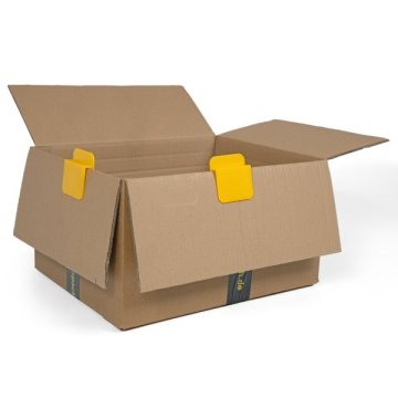 Mit der Klammer fixieren Sie die Deckelklappen Ihres Faltkartons kurzfristig an den Außenwänden