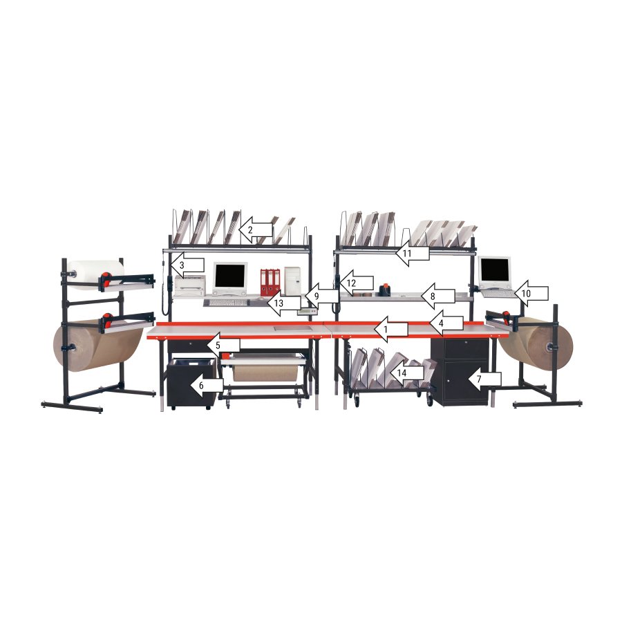 Packtisch SYSTEM 2000 aus modularen Einzelteilen Packtisch SYSTEM 2000 aus modularen Einzelteilen