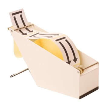 Der stabile Etikettenspender eignet sich sowohl für innen- als auch für außengewickelte Rollen