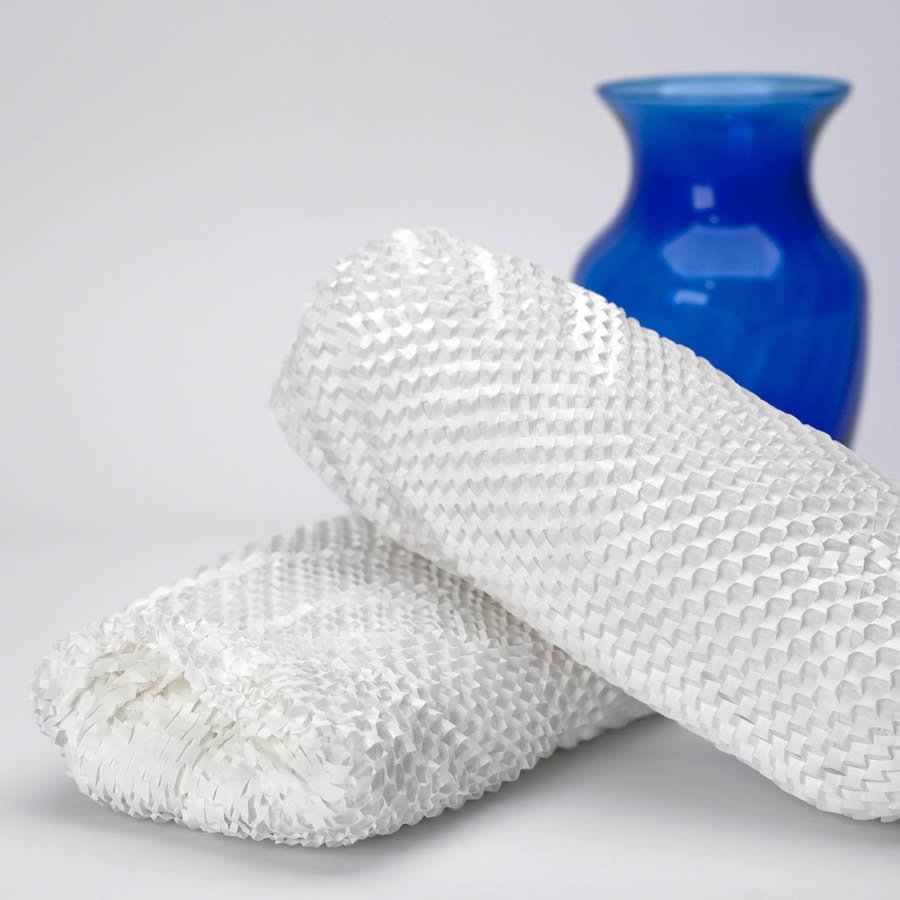 Unfrmige und kantige Produkte knnen mit dem Papierpolster flexibel umwickelt werden