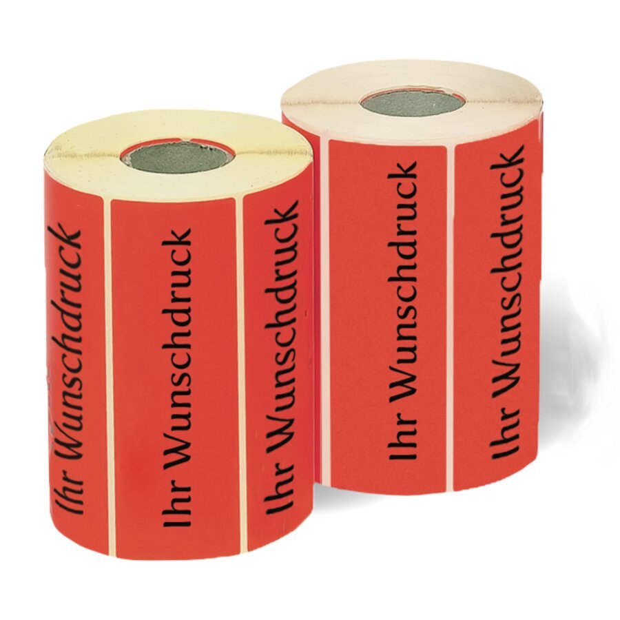 2 Rollen rotes Etikett - schwarzer Aufdruck 