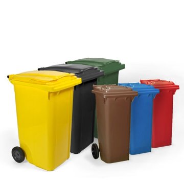 Abfallbehälter in mehreren Farben und Größen