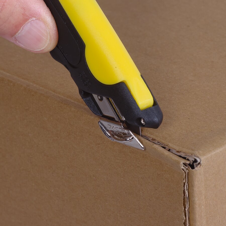 Mit Abdeckung für den Klingenschlitten zum schnellen, sicheren und einfachen Wechseln der Klinge Mit Abdeckung für den Klingenschlitten zum schnellen, sicheren und einfachen Wechseln der Klinge