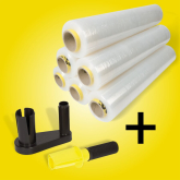 Handstretchfolie 450 mm 300 lfm 17 my Set 12 Rollen mit Abroller
