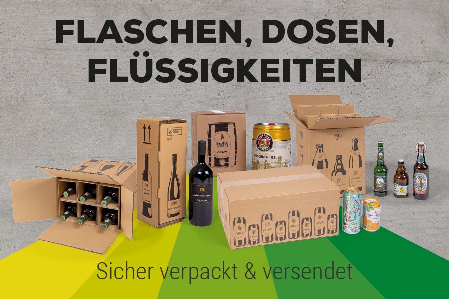 Flaschen Dosen und Flüssigkeiten - sicher verpackt und verschickt